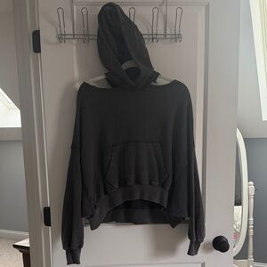 Free People Charcoal Hoodie Sweatshirt